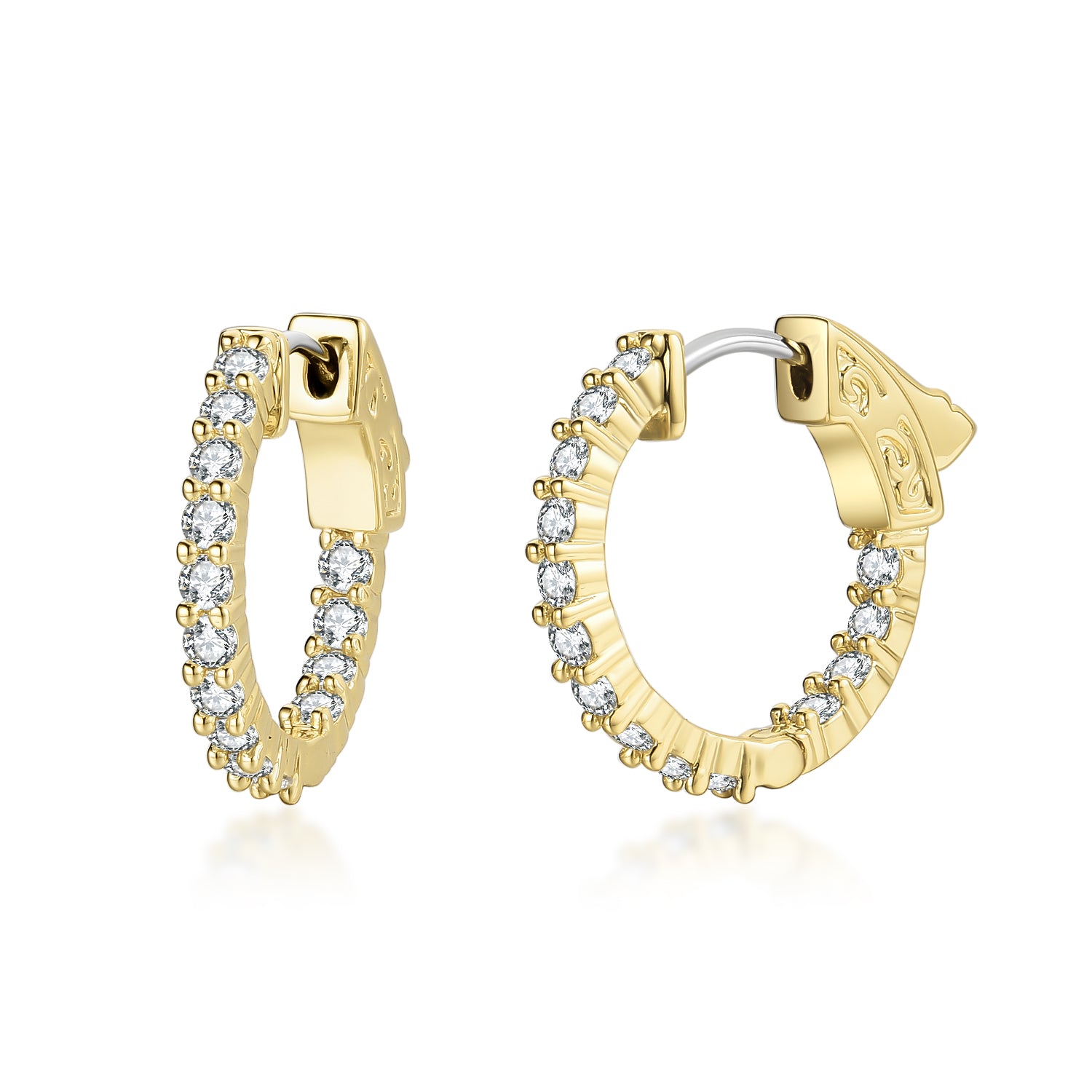 Surgical Steel Gold Plated CZ Hoop Earrings - HK Jewels