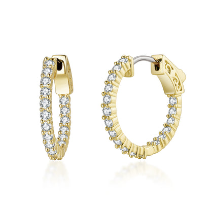 Surgical Steel Gold Plated CZ Hoop Earrings - HK Jewels