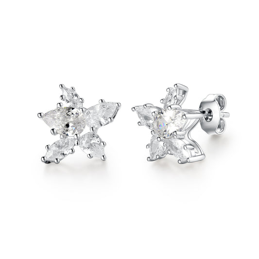 Sterling Silver Design CZ Stud Earring - HK Jewels