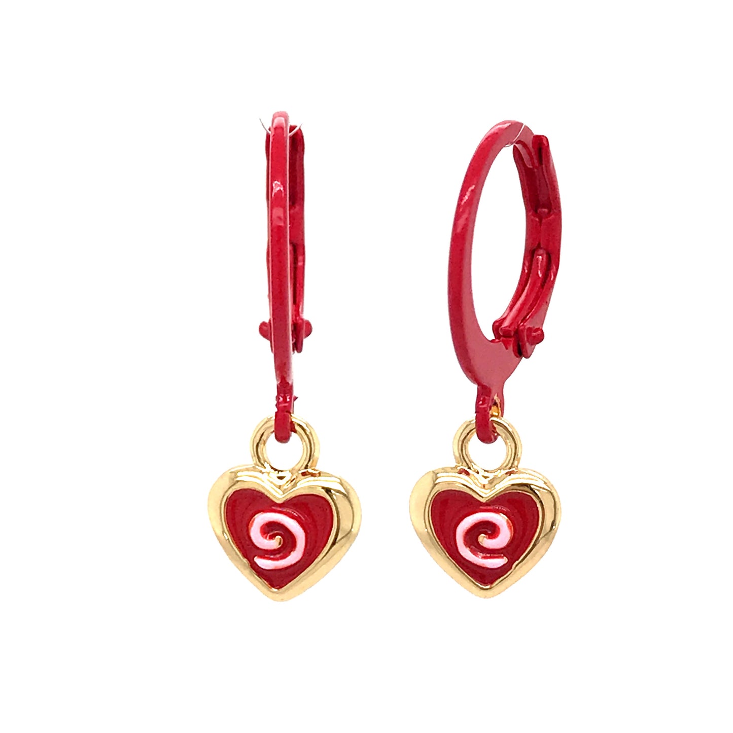 Surgical Steel Red Swirled Heart Earrings - HK Jewels