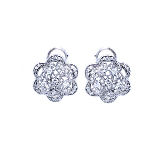 Sterling Silver Flower Stud Earrings - HK Jewels