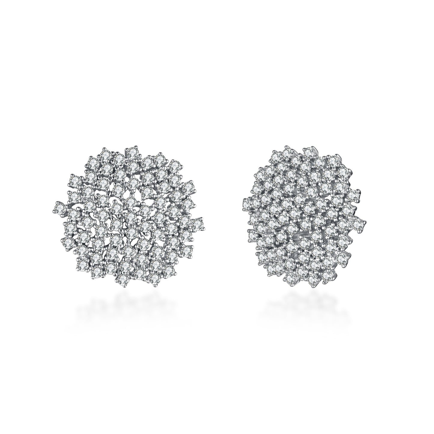 Sterling Silver Sprinkled CZ Round Earring