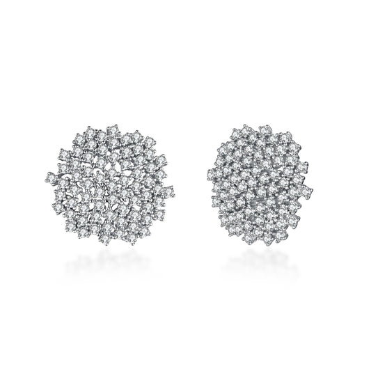 Sterling Silver Sprinkled CZ Round Earring