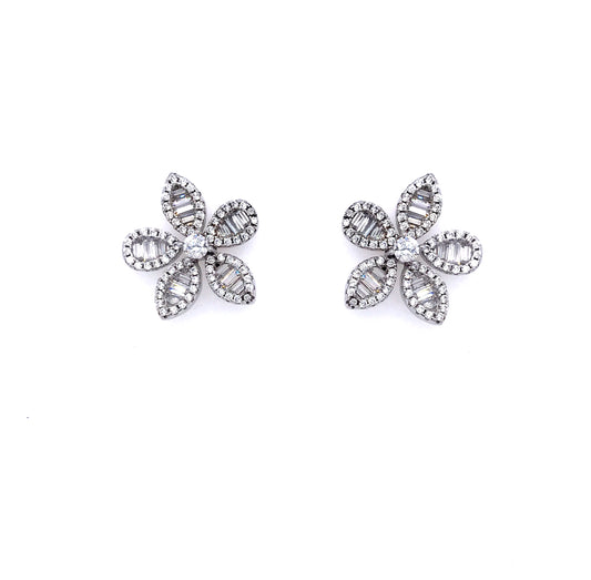 Sterling Silver Flower Stud Earrings - HK Jewels