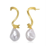 Sterling Silver Twisted Earring With Pearl - HK Jewels