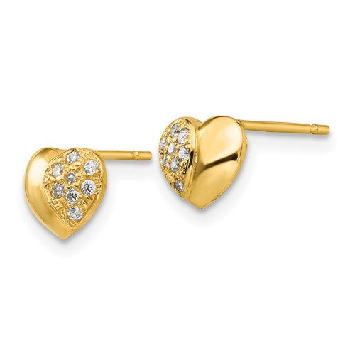 14k CZ Children's Heart Post Earrings - HK Jewels