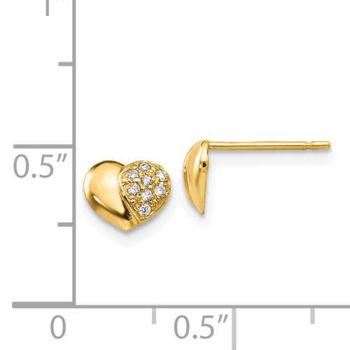 14k CZ Children's Heart Post Earrings - HK Jewels