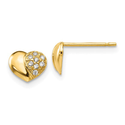 14k CZ Children's Heart Post Earrings - HK Jewels