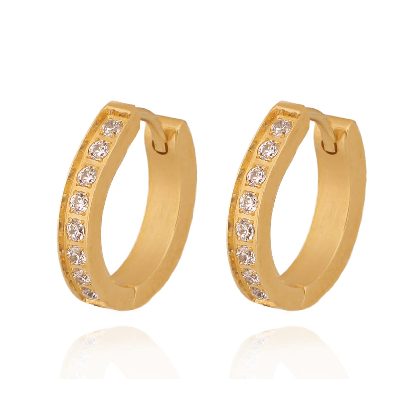 Gold CZ Huggie Earring - HK Jewels