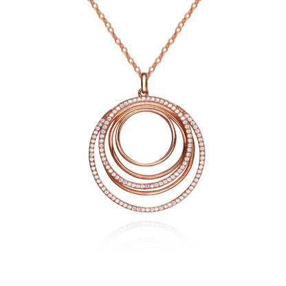 Sterling Silver Circles With CZ's Pendant - HK Jewels