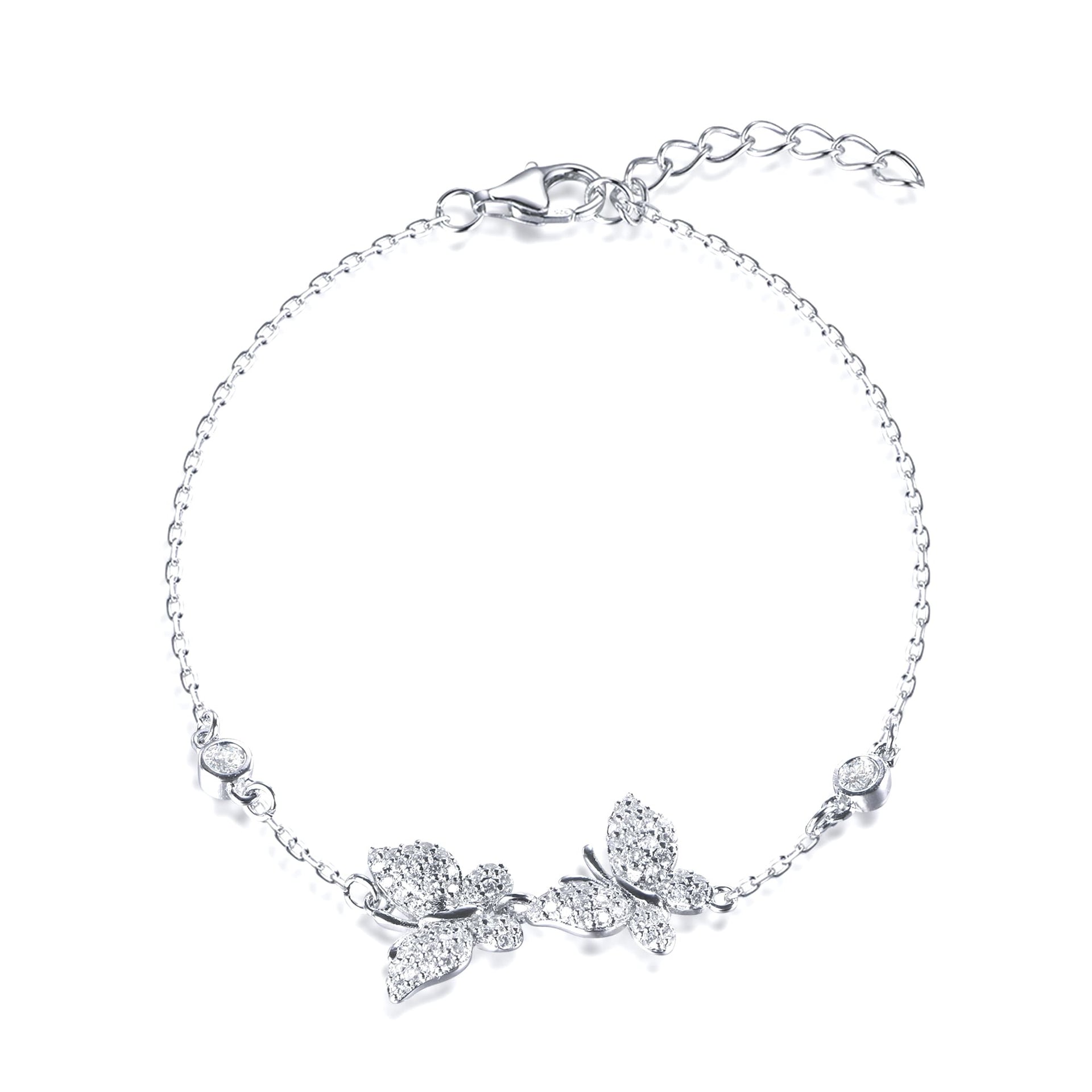 Double Thickness Sterling Silver Double Initials Butterfly Bracelet,  Bracelets, Namefactory