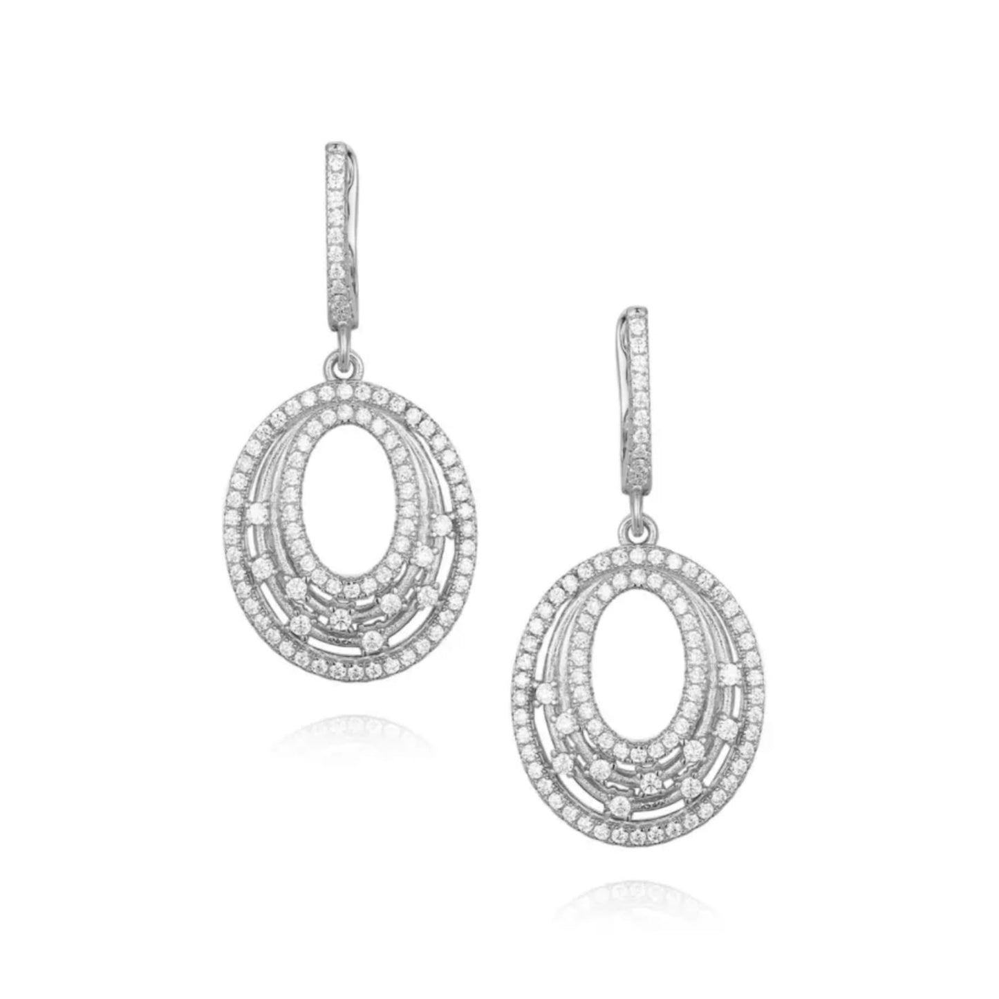 Sterling Silver Oval CZ Earring - HK Jewels