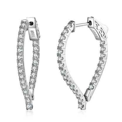 Sterling Silver Flame Hoop Earrings with 2mm CZs | HK Jewels - HK Jewels