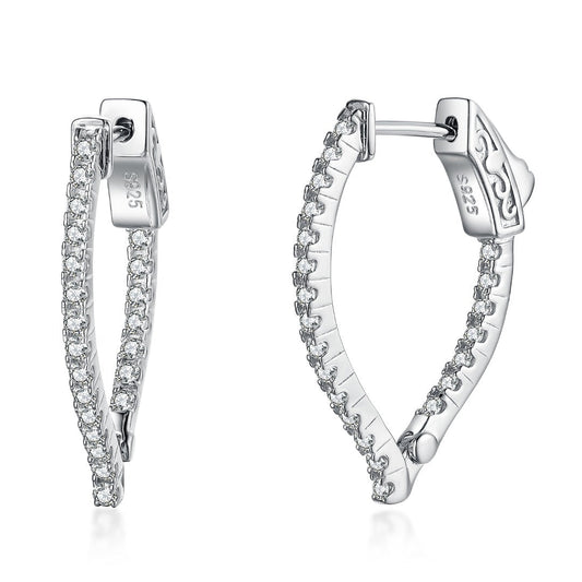 Sterling Silver Flame Hoop Earrings with 2mm CZs | HK Jewels - HK Jewels