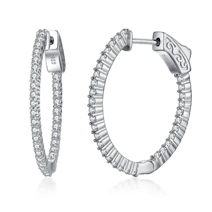 Sterling Silver Oval Shaped CZ Hoops - HK Jewels