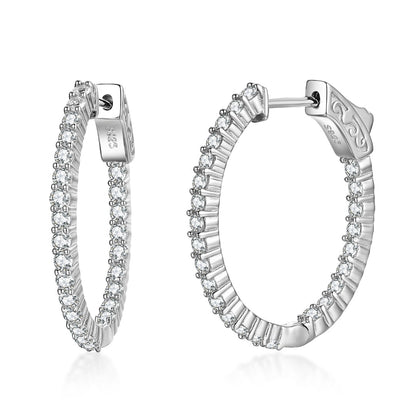 Sterling Silver Oval Shaped CZ Hoops - HK Jewels