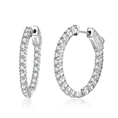 Sterling Silver Oval Shaped CZ Hoops - HK Jewels