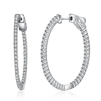 Sterling Silver Oval Shaped CZ Hoops - HK Jewels