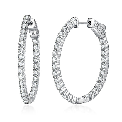 Sterling Silver Oval Shaped CZ Hoops - HK Jewels