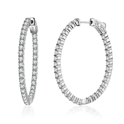 Sterling Silver Oval Shaped CZ Hoops - HK Jewels