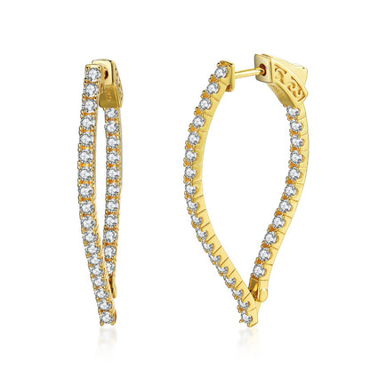 Sterling Silver Flame Hoop Earrings with 2mm CZs | HK Jewels - HK Jewels