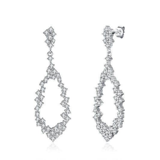 Sterling Silver Sprinkled CZ Teardrop Earring - HK Jewels