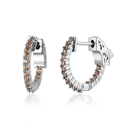 Surgical Steel Medium Huggie Earrings With CZ Stones - HK Jewels
