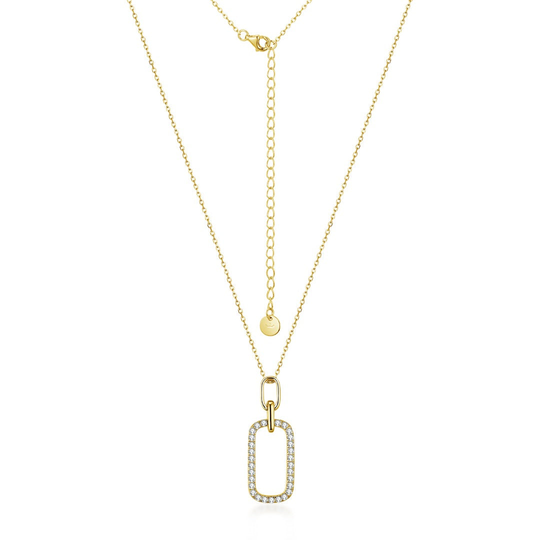 Sterling Silver CZ Paperclip Pendant Necklace - HK Jewels