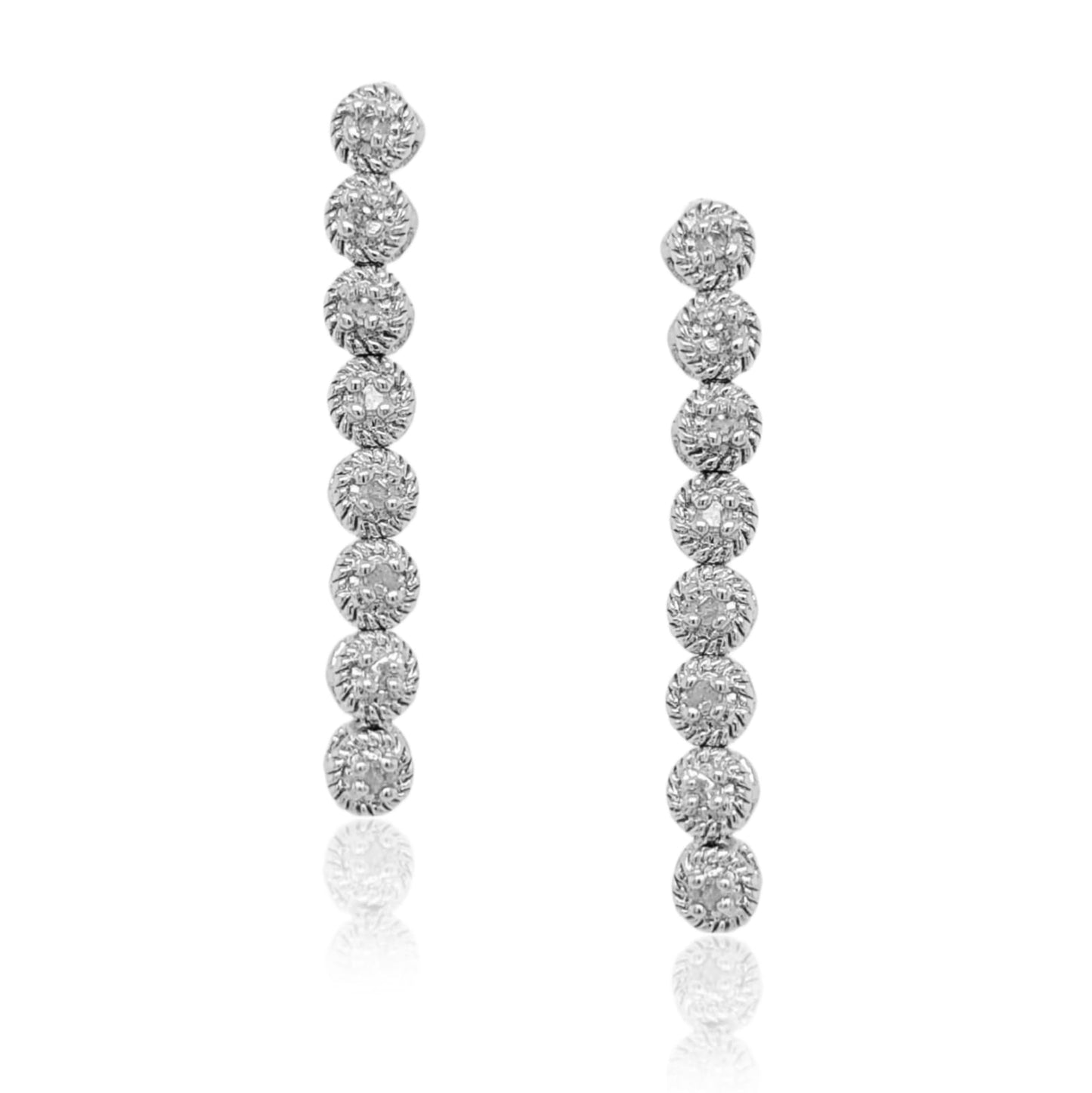Sterling Silver 1 Row Tennis Illusion Earrings - HK Jewels