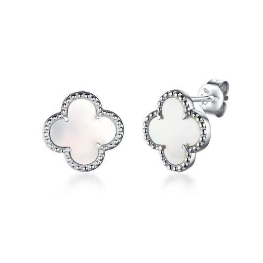 Sterling Silver Clover Stud Earrings - HK Jewels
