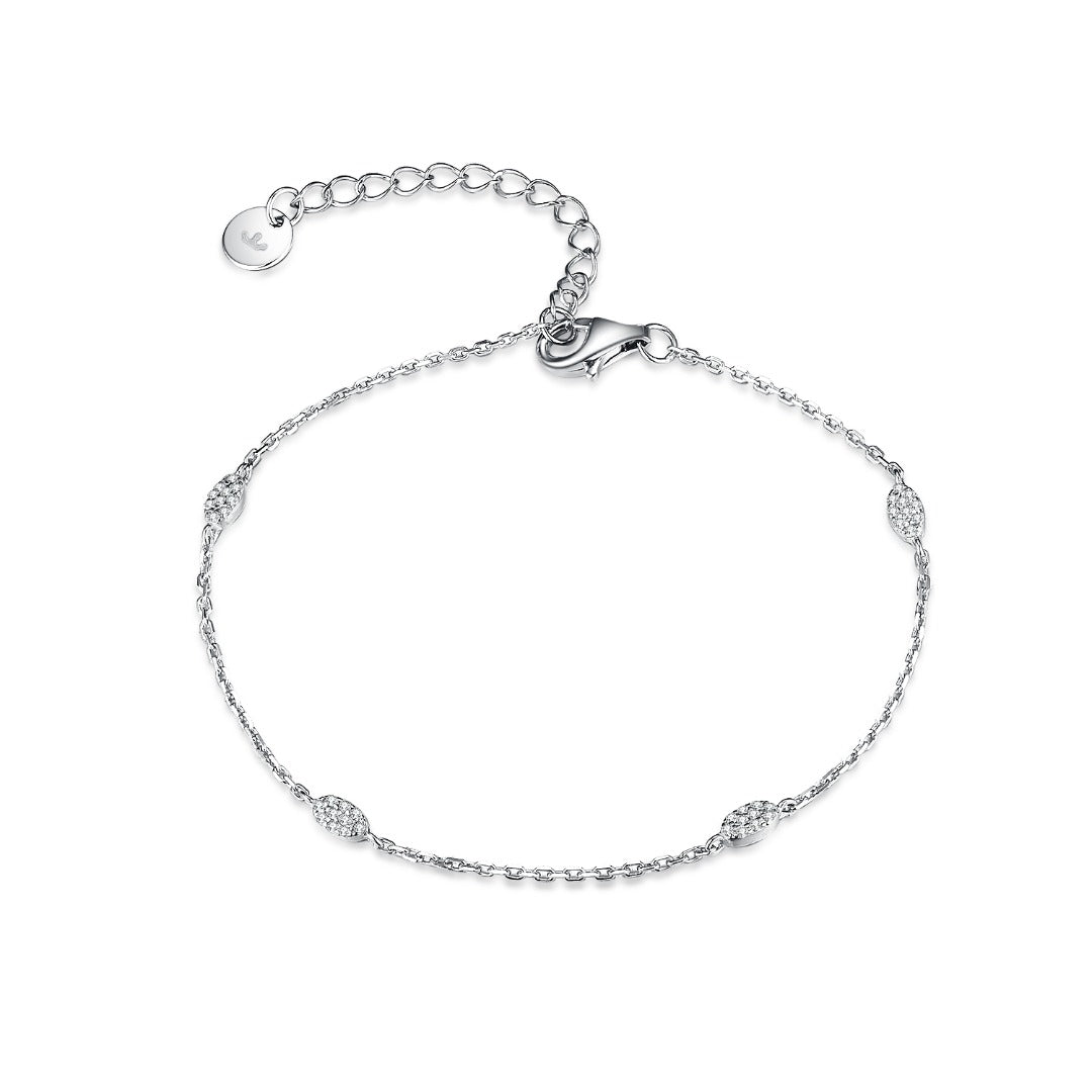 Sterling Silver Micropave CZ Station Bracelet - HK Jewels