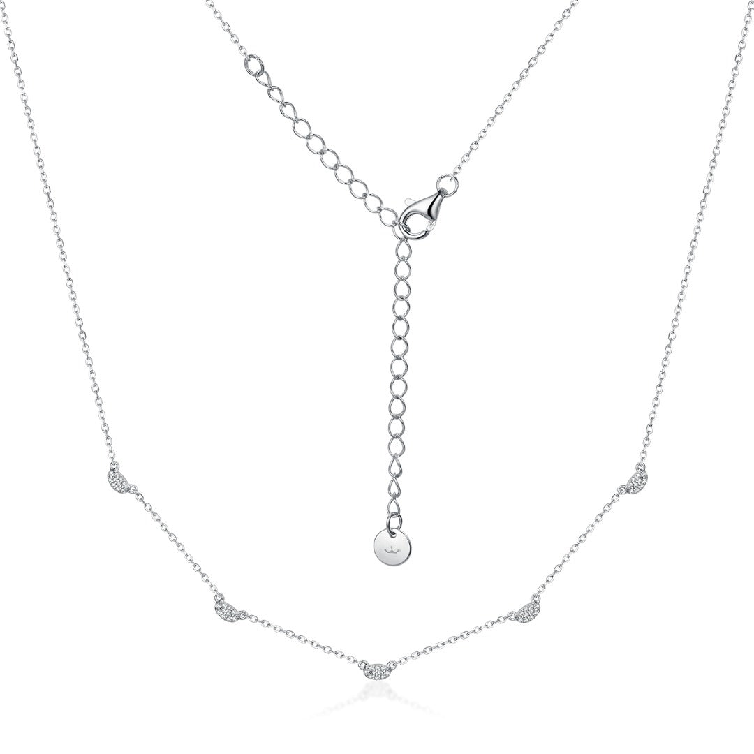 Sterling Silver Micropave CZ Station Necklace - HK Jewels