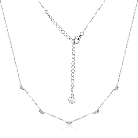 Sterling Silver Micropave CZ Station Necklace - HK Jewels