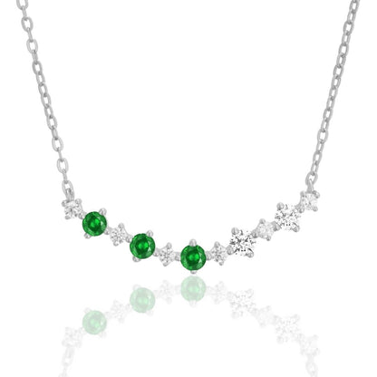 Sterling Silver Colorful Rounded Bar Necklace - HK Jewels