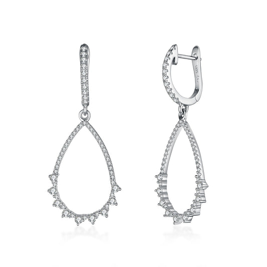 Sterling Silver Fancy Teardrop Micropave and CZ Earrings - HK Jewels