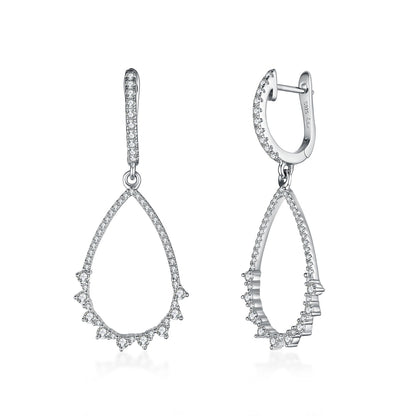 Sterling Silver Fancy Teardrop Micropave and CZ Earrings - HK Jewels