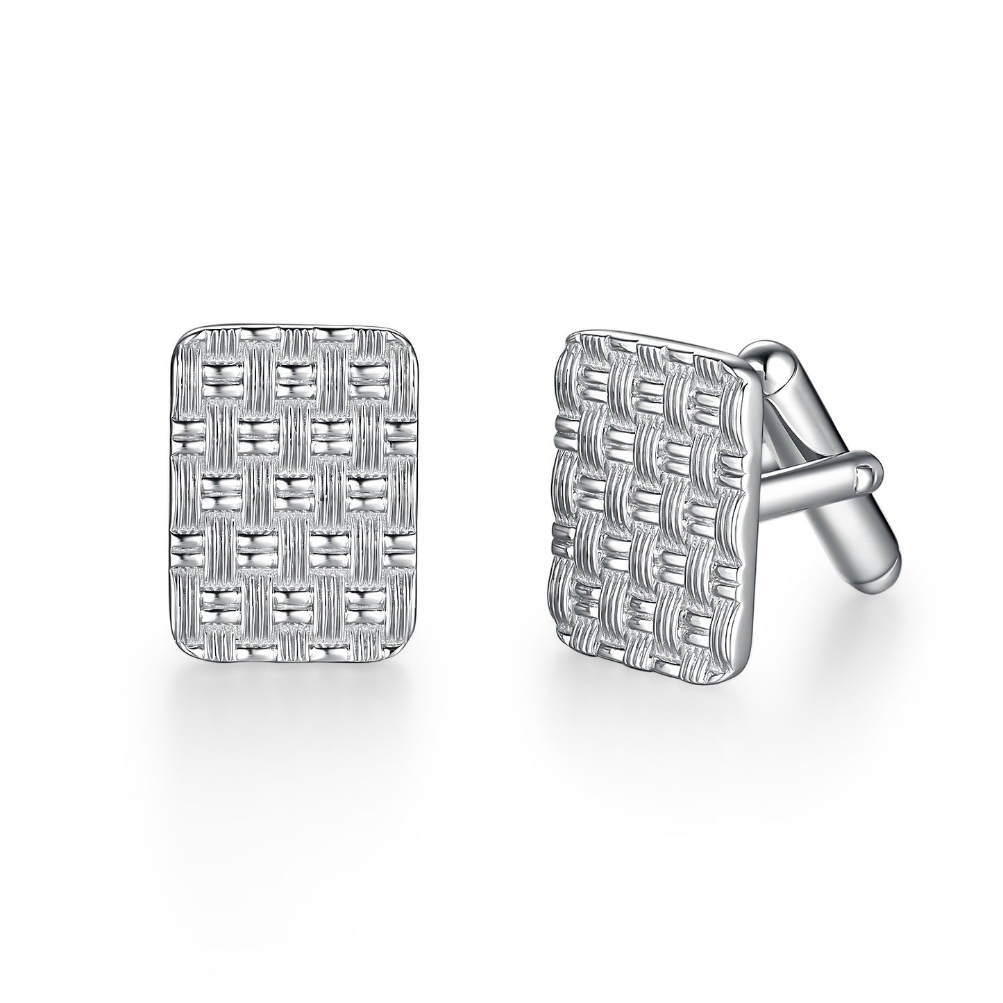 Rhodium Plated or Gold-plated Sterling Silver Weave Cufflinks