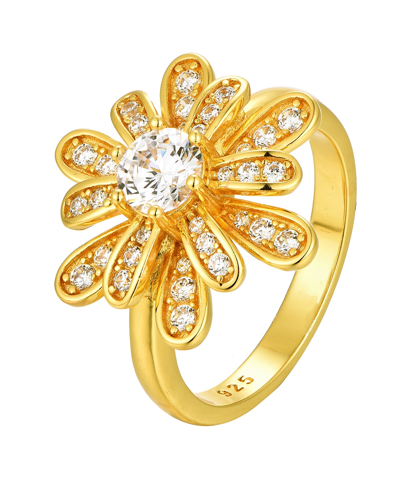 Micron Gold Plated Sterling Silver Flower Ring