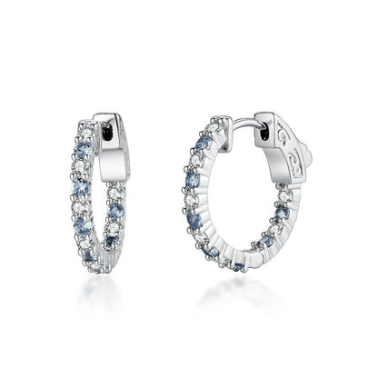 Surgical Steel Alternating Light Colorful and Clear CZ Hoop Earrings