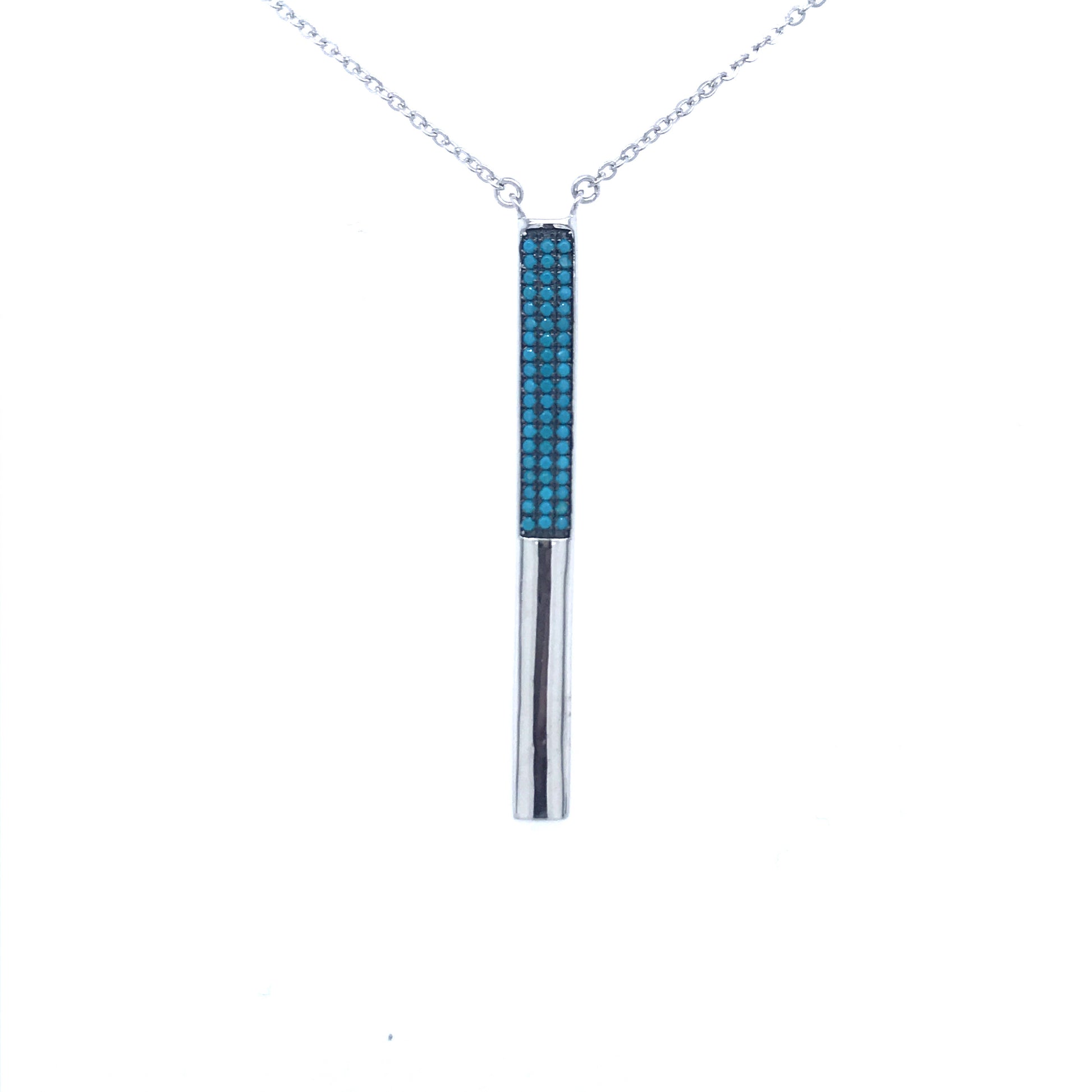 Sterling Silver Vertical Bar Necklace - HK Jewels