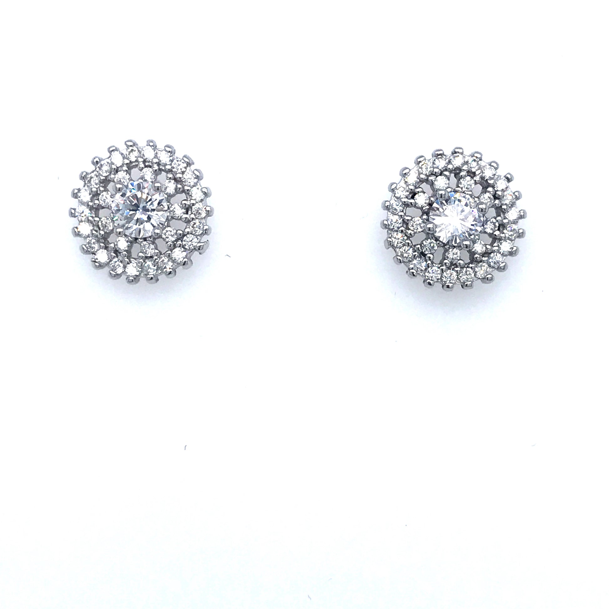 Sterling Silver Round Stud Earrings - HK Jewels