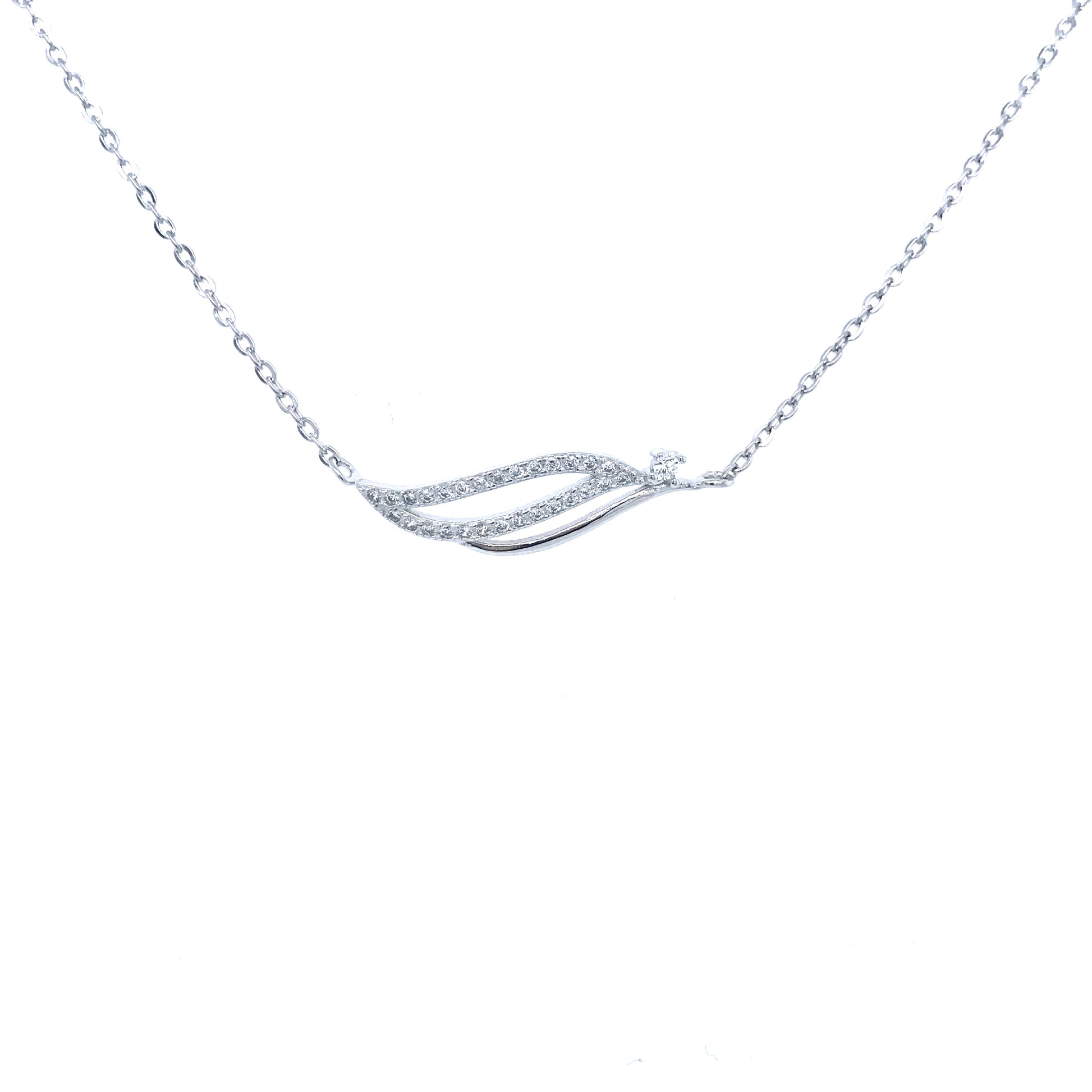 Sterling Silver Wave Bar Necklace - HK Jewels