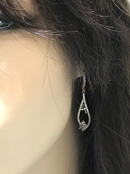 Rose Gold Plated Sterling Silver Long Teardrop Earring - HK Jewels