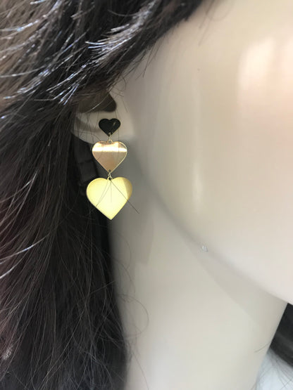 Sterling Silver Gold Plated Three Heart Earring - HK Jewels