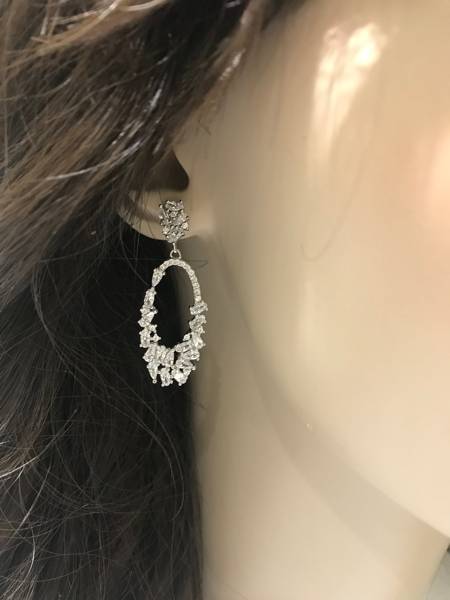 Sterling Silver Oval Cz Earrings - HK Jewels