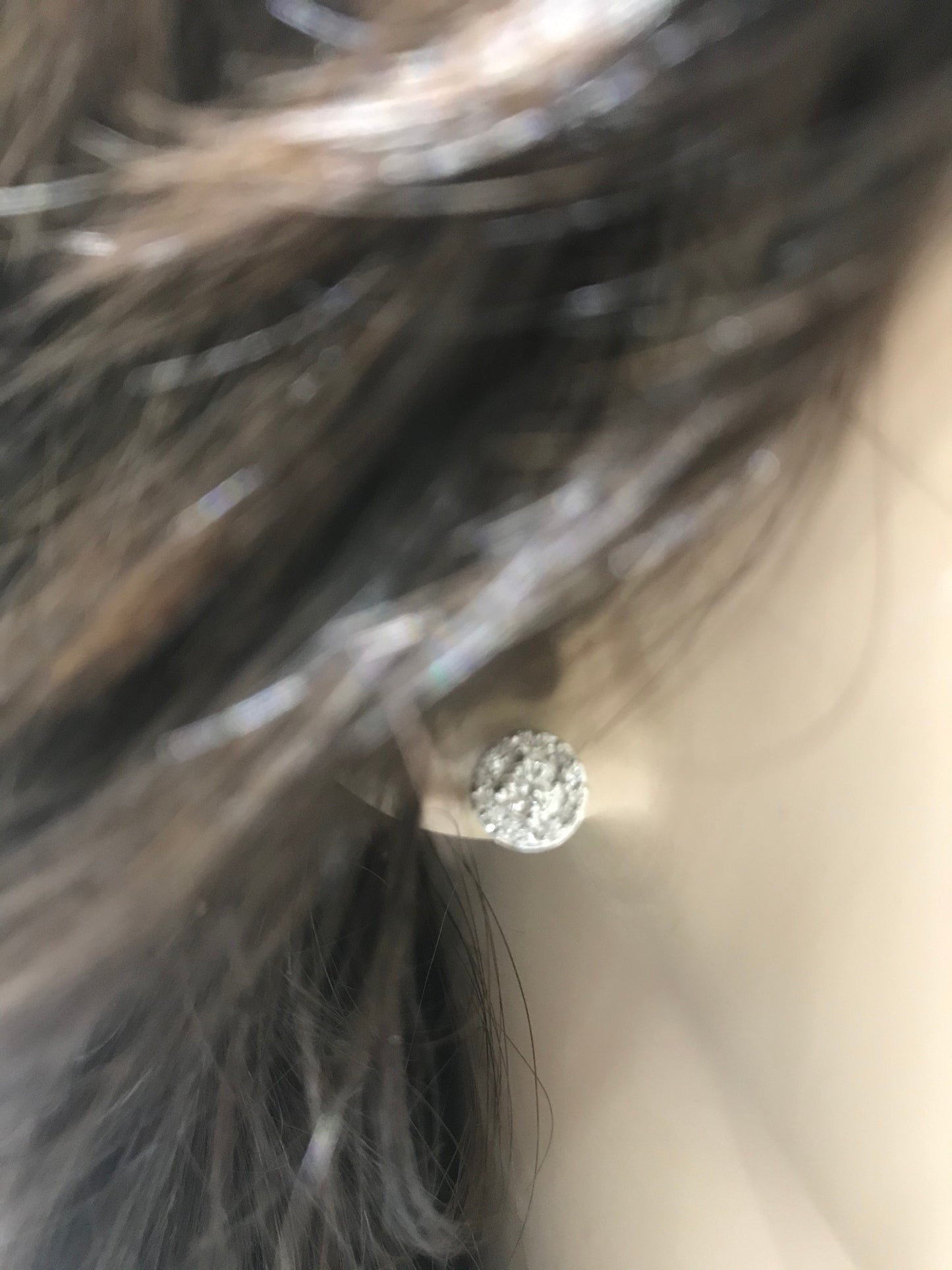 14K Micropave Round Shaped Diamond Stud - HK Jewels