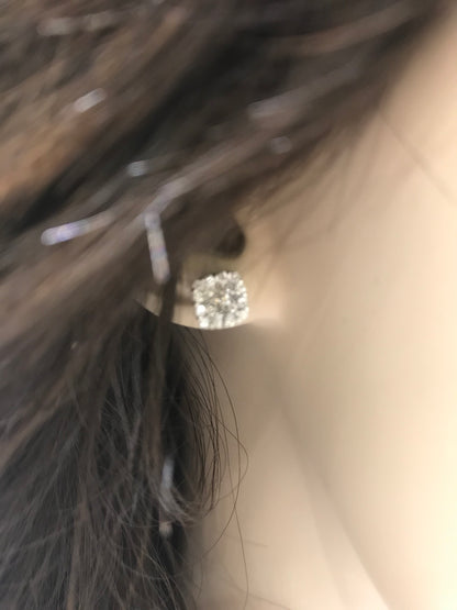 10K Micropave Square Shaped Diamond Stud - HK Jewels
