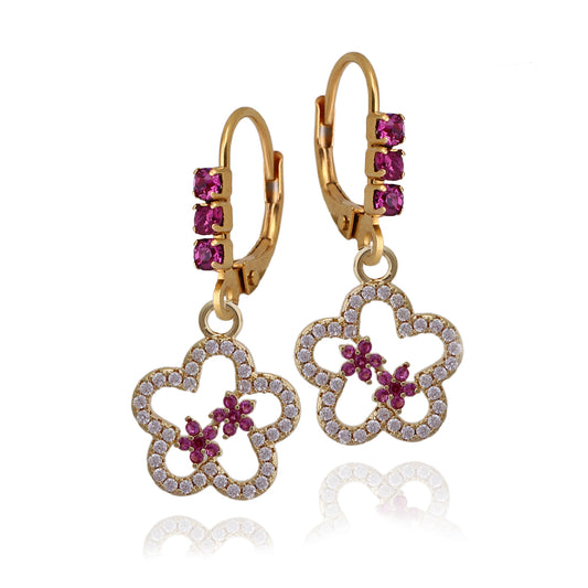 Surgical Steel Fuchsia Flower Earrings - HK Jewels