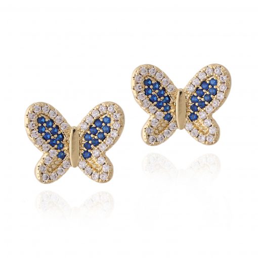 Surgical Steel CZ Butterfly Stud Earrings - HK Jewels
