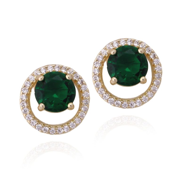 Gold Plated Surgical Steel Green Stone Studs - HK Jewels